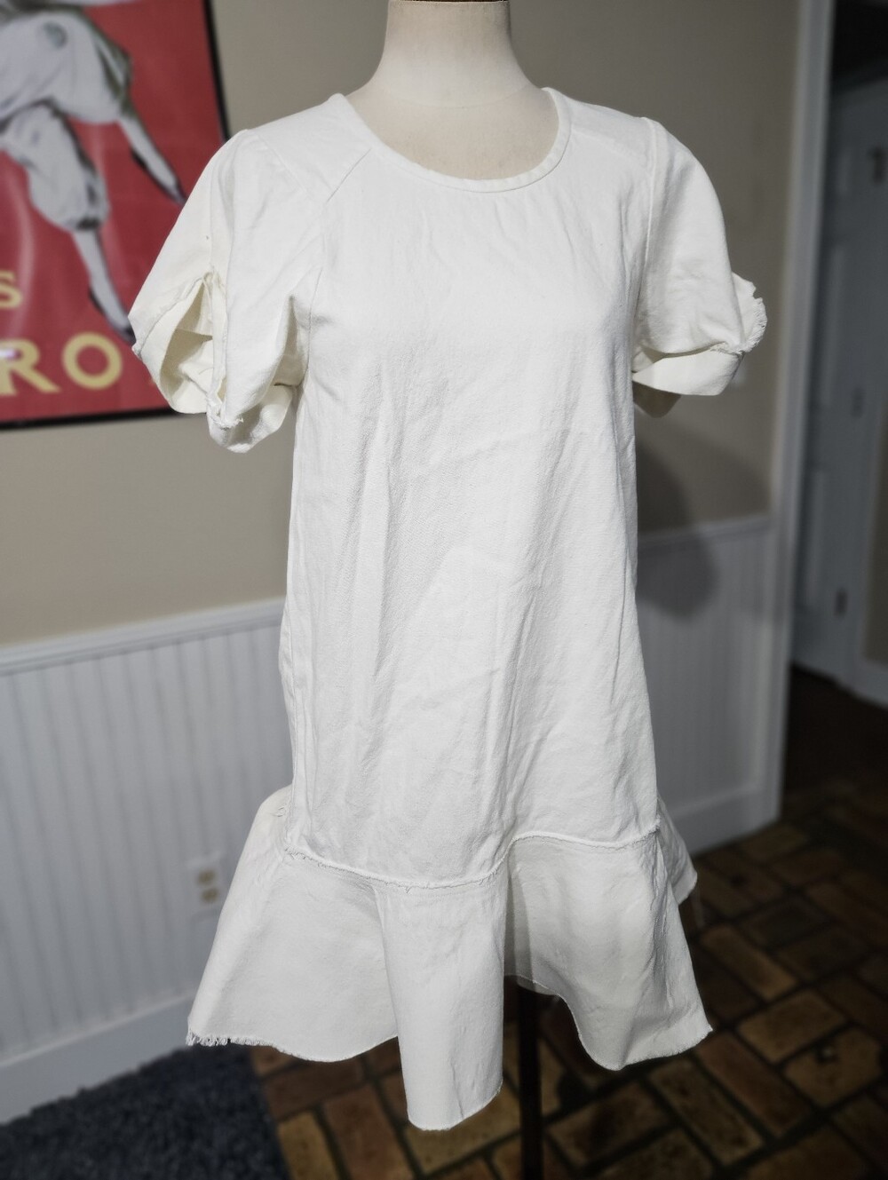 SHUG July Dress Off White Canvas Cotton Small